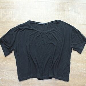 Brandy Melville Black Cropped Short Sleeve Sweater / one size